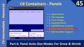 C# Panel Container | Part 6 Auto Size modes grow vs shrink | C# Advanced #45