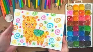 Рисуем 🦙 ламу акварелью, карандашами и фломастерами