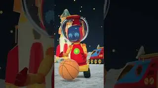 Robot & Moon Alien Play Basketball on Moon! Shorts for kids & Leo the Truck Cartoon #cartoons