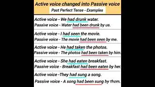 active voice changed into passive voice past perfect tense examples
