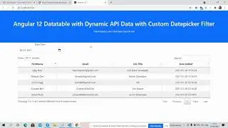 Angular 12 Datatable with Dynamic API Data with Custom Datepicker Filter