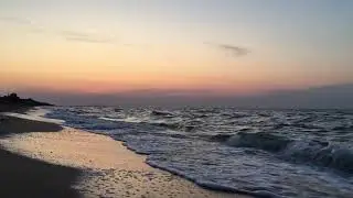 Морской прибой на закате, шум волн, вечер на берегу Азовского моря