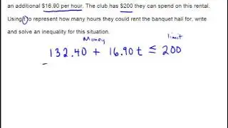 Solving a decimal word problem using a two step linear inequality