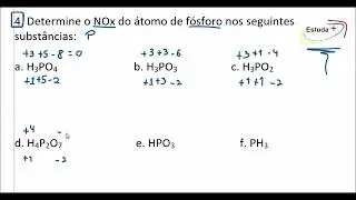 Determine o NOx do átomo de fósforo nos seguintes substâncias: