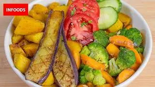 Pan Fried Sweet Potatoes Broccoli and Carrots Recipe a Vegan delight 😋😋 | Infoods