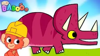 Baboo's Little Crane builds a Dinosaur from Shapes, it's an Triceratops! | Club Baboo Dinos