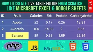 How To Create Live Table Editor Like Microsoft Excel And Google Sheets From Scratch - PHP MySQL JS