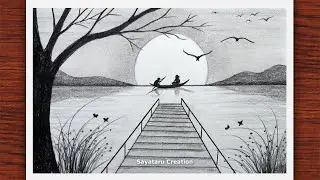 How to draw beautiful landscape with pencil, Easy Pencil Sketch drawing 2021