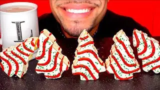 ASMR CHRISTMAS TREE CAKES LITTLE DEBBIE WITH MILK EATING SOUNDS NO TALKING JERRY CANDY ASMR MUKBANG