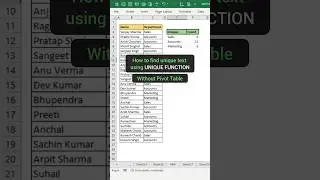 How to use Unique Function in Excel 