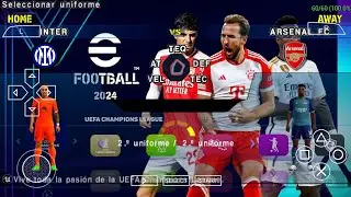 PLAY eFOOTBALL PES 2024 PPSSPP ANDROID NEW UPDATE FULL TRANSFERS & KITS 23-24 REAL FACES HD GRAPHICS