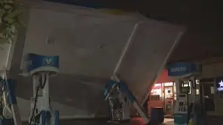 Atmospheric River: Storm winds topple gas station in South San Francisco