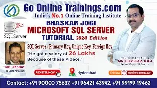 03 SQL Server - Primary Key, Unique Key, Foreign Key I Bhaskar Jogi I Go online Trainings I