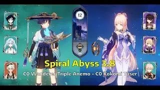 C0 Wanderer Triple Anemo & C0 Kokomi Taser | Sprial Abyss Floor 12 - 3.8 | Genshin Impact