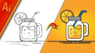 "Adobe Illustrator Tutorial" - Create a Vector ORANGE JUICE from Sketch