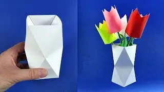 How to make a vase of paper with their hands. Paper flowers