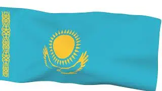 Flag of Kazakhstan in the wind. 3d rendering.