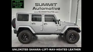 2014 JEEP WRANGLER UNLIMITED SAHARA 4 DOOR LIFTED BILLET SILVER 4K WALKAROUND 14809Z SOLD!