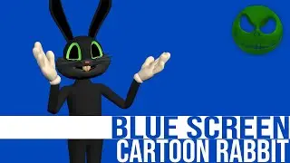 Cartoon Rabbit (Horror Thrills) Blue Screen | Trevor Henderson Fan Made | 4K