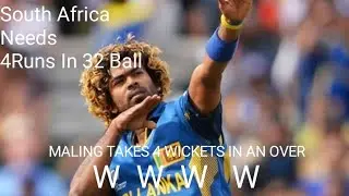 South Africa Needs 4Runs In 32 Ball Malinga Takes 4 wickets in 4Balls