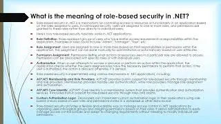 What is the meaning of role based security in  NET