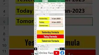 Today Tomorrow yesterday in excel || Today Formula || Excel