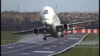 Airbus Beluga #2 Take-off 30knots Cross-Wind