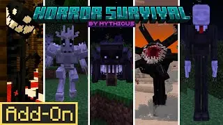 Horror Survival Add-On - Full Showcase (All Scary Mobs) | Minecraft Bedrock Add-On