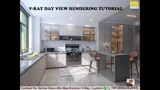 3Ds max n Vray lighting n rendering tutorial, Interior realistic lighting, kitchen view