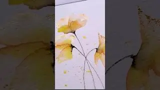 Transparent layered golden flowers #watercolor #painting #flower #trending #satisfying #shorts