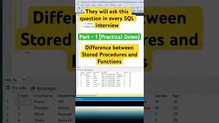 Stored Procedures vs functions - practical demo #shorts #sql #sqlqueries #coding #sqlinterview