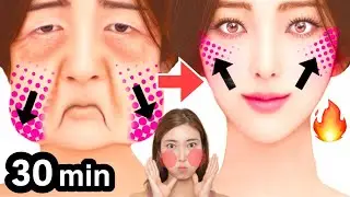 30MIN🔥 FULL FACE LIFTING EXERCISE FOR BEGINNERS! Get Younger Glowing Skin, Anti-Aging,Prevent Jowls