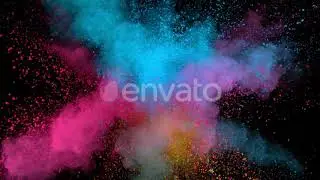 Super Slow Motion of Color Powder Explosion Isolated