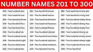 201 to 300 number names | number in words 201 to 300 with spelling in english | 201 to 300