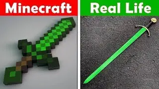 MINECRAFT EMERALD SWORD IN REAL LIFE! Minecraft vs Real Life animation CHALLENGE