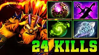 24 Kills + Ultra Kills Earthshaker  Dota 2 Mid Lane Carry Pro Gameplay Item Build Guide 7.37