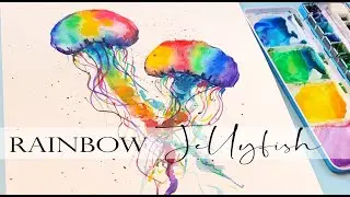 RAINBOW painting / Jellyfish/ Easy for Beginners/ Watercolor Painting/ Rainbow Drawing