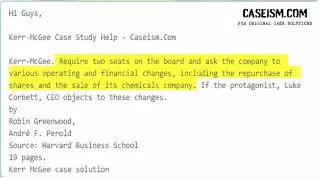Kerr-McGee Case Study Help - Caseism.Com