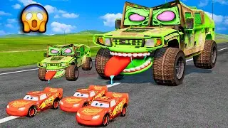 👹HUGE Terrible HUMMER ZOMBIE 😱Ate MCQUEEN ?!😢(Beamng Drive)