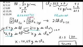 Montando uma equação química e calculando a massa de um produto usando reagente limitante e excesso.