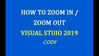 Zoom In Zoom Out in Visual Studio 2019