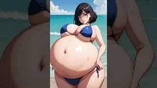 Fat Anime Beach Short Weight Gain / Belly Expansion - BBW, SSBBW to USSBBW - On the Plus Size