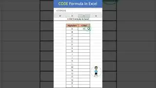 CODE Formula in Excel #excel #microsoftexcel #exceltips #exceltutorial #msexcelfullcourse #shorts