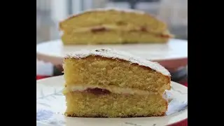 CAKE in 30 minutes: dough in 5 minutes, cream in 5 minutes, bake 20 minutes!  Sponge cake. Eng sub.