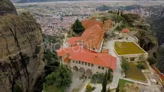 Flight Over the Rock Formations and Monasteries of Meteora, Greece. | Stock Footage - Envato ele...