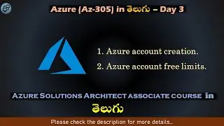 Day#03 | Azure Account creation and free limitations | Azure SAA course in Telugu | AWS | Azure