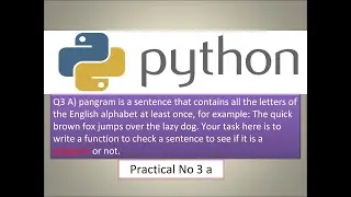 Pangram | Function  | Python Practical | Python Tutorial for beginners