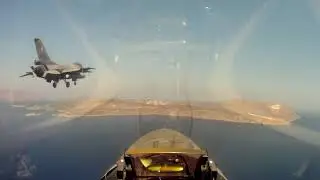 Greek Airforce F-16 Cockpit Video: Island airbase flyby and landing