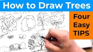 Easy Beginner Drawing trees - Simple Shapes and Sketching Guide