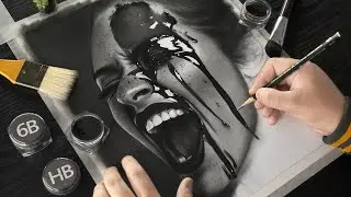 Drawing Hyper Realistic WET Face Portrait!